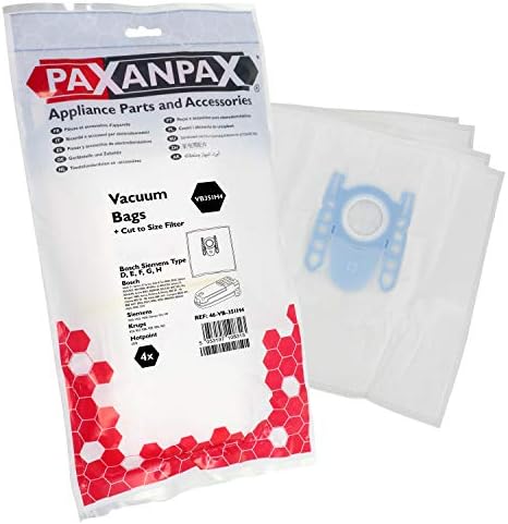 Paxanpax VB351H4 Bolsas de SMS compatíveis e kit de filtro Bosch Siemens 'Type D, E, F, G, H' Activa, Alpha, Crianças e Diversão,