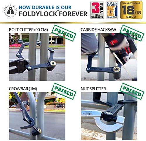 Foldylock Forever dobring Bike Lock - Sleek Alta Segurança Vendida VENDIDA SEGURA BICHAÇÃO GOLD BICYCH - Anti -roubo pesado Guarda