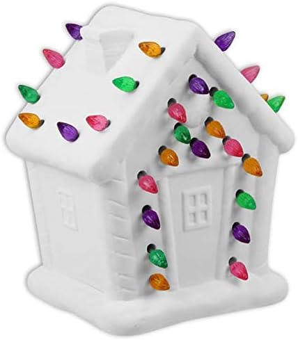 Light Up Holiday Gingerbread House - Pintar sua própria lembrança de cerâmica