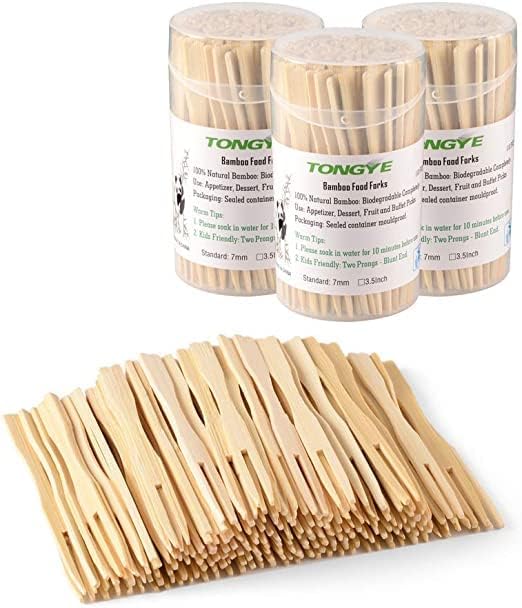 Forks de banboo tongye 330 polegadas 330 PCs e bambu Skewes 4 polegadas 200 PCs