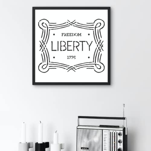 1776 Liberty & Freedom Patriotic American Revolution Estêncil Melhores estênceis de vinil grandes para pintar em madeira, tela, parede, etc. Multipack | Material de cor branca de grau Ultra Show de grau