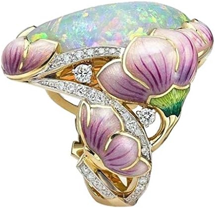 Anéis de flores de resina para mulheres anéis com cristais personalizados esmalte as mulheres exageradas anel pintado