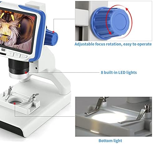 Trexd 200x Microscópio Digital 5 '' Tela de vídeo Microscópio Microscópio Eletrônico Presente Ferramenta de Biologia