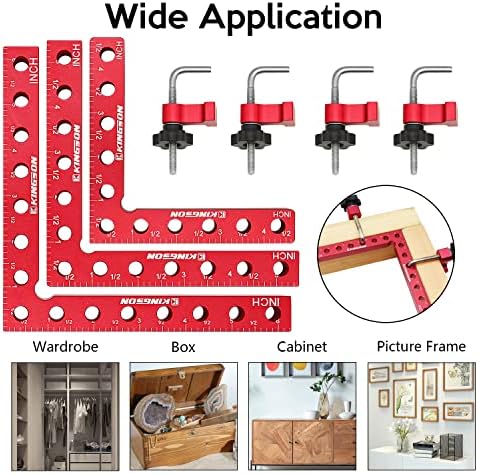 Grampos de canto de 90 graus Kingson definidos para o trabalho em madeira, 4,7 x 4,7, 5,5 x 5,5, 6,3 x 6,3 alumínio de alumínio