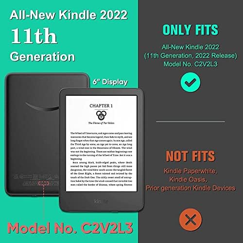 Caso para 6 Kindle, Ultra Slim Fino PU Couather e Tampa traseira dura Tampa de padrões de proteção inteligente com Auto Sleep/Wake,