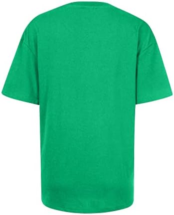 Blusa do verão do outono feminino 2023 Roupas Trendy Crew Crew pescoço gráfico St. Patrick's Day Top camiseta para mulheres 9a