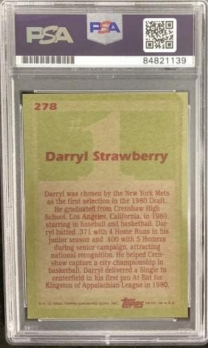 Darryl Strawberry assinado 1985 Topps 278 Cartão de beisebol PSA/DNA Auto Gem 10 Mets - Baseball Slabbed Cartis autografados