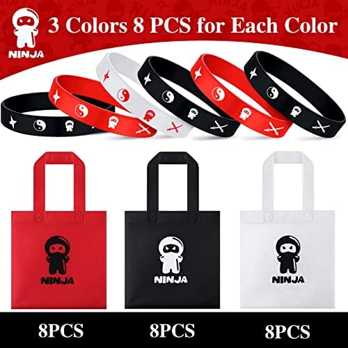 Boao 48 PCs Ninja Favorias Bags Ninja Silicone Wrists, Ninja Birthday Party Supplies