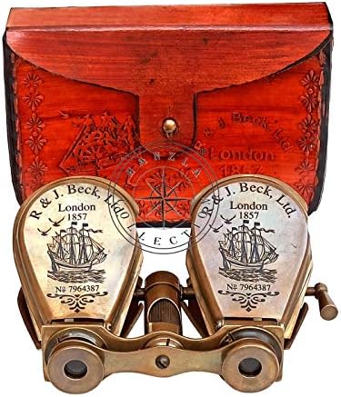 Hanzla Collection Vintage Brass Binocular Monoculador Dobragem Antique Telescópio Náutico Spyglass