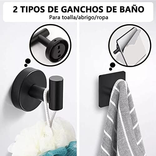 5pcs suporte de papel higiênico, toalha de aço inoxidável Racker de papel gancho adesivo gancho acessórios de hardware do banheiro Conjunto para quarto de banheiro quarto