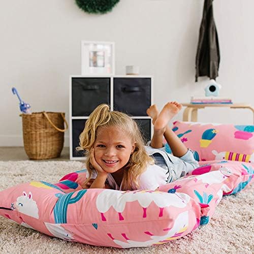 Wildkin Kids Floor espreguiçando para meninos e meninas, amigável para viagens e perfeito para festas do pijama, requer 4 travesseiros