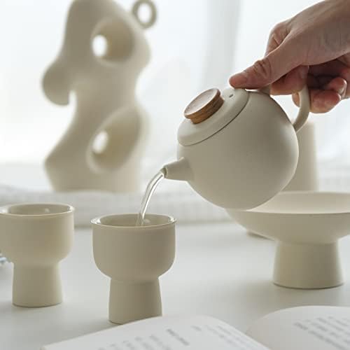 Mini conjunto de chá, xícaras de chá de pernas altas, elegante e minimalista, creme fosco