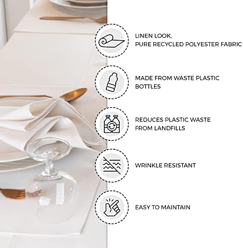 D'Moksha Reciclado Polyster Table Runner, White 13x60 polegadas, aparência de linho de mesa, feita de garrafas de plástico residuais, amigável ao meio ambiente, corredores de mesa 60 polegadas, ocasião especial/ especial