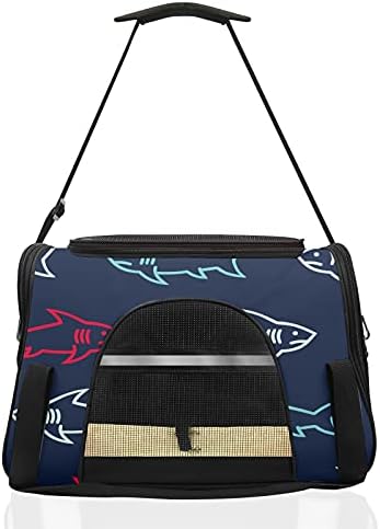 Bolsa de carrinho de animais de estimação azul de tubarão desenhado marinho de fundo marinho cachorrinho cachorro gato saco de