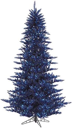 Vickerman 6.5 'Navy Blue Fir Artificial Christmas Tree, luzes azuis iluminadas por dura, decoração sazonal de casa interna