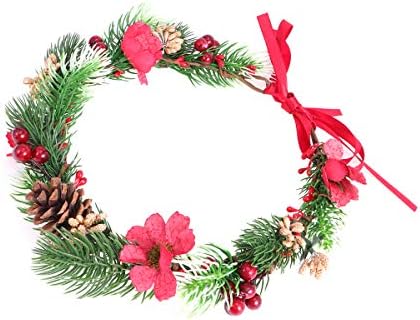 Kesyoo Natividade Wreath Pano de Natal Farda de cabeça de panela de folhas de pinha de pinha para folhas de folhas para férias de