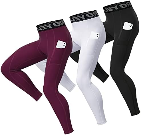 Leggings atléticos de eargfm calças de compressão com bolsos frios de camisa de base seca seca para corrida de ciclismo