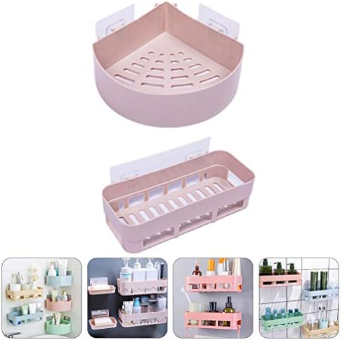 IMIKEYA 2PCS Rack de chuveiro de plástico Casa bandeja de sabão adesivo Organizador montado na parede de canto para shampoo Rack de armazenamento removível para condicionador de shampoo para o banheiro da cozinha do chuveiro