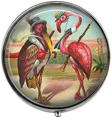 Flamingo vintage rosa Flamingo - Caixa de comprimidos de fotografia - caixa de comprimidos de charme - caixa de doces de vidro