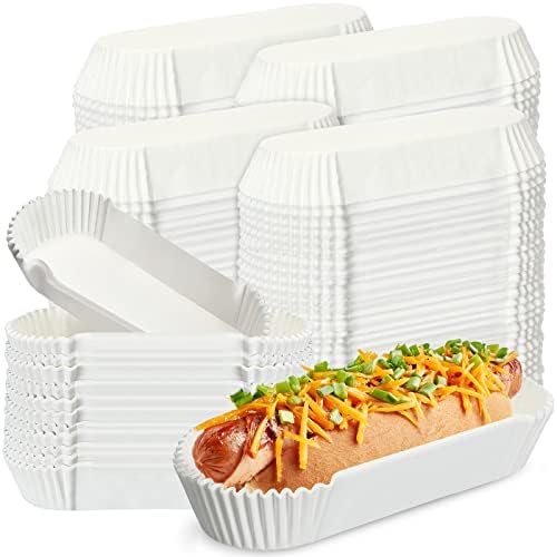 Sherr 2000 PCs Bandejas de cachorro -quente Papel de cachorro -quente de 6 White Hot Dog Fluted Cachorro retangular Hot Dog Food