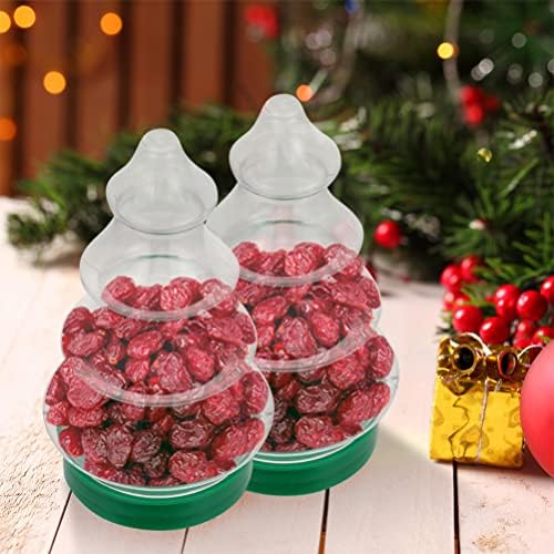 Toyvian 6pcs Christmas Clear Candy Jar 60ml Árvore de natal Forma Garrafas de doces Organizador de doces Organizador de árvore de