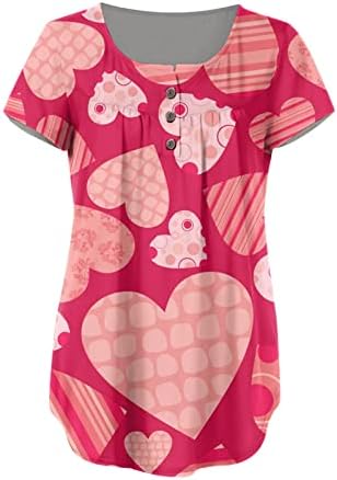 Tops de verão Numaller para mulheres 2023 Button Henley Ocultar túnica de túnica de verão de manga curta imprimindo blusas
