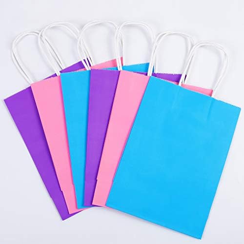 Cooraby 20 peças Kraft Paper Bags Fester Sacos de festas sacos de papel com alça para aniversário, chá de bebê, casamento e