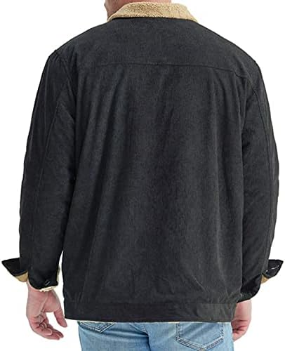 Maiyifu-Gj Men's Corduroy Fleece Lined Trucker Jacket vintage engrosse lapel sherpa casaco de botão para cima Slim Fit