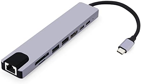 USB C Hub, 8 em 1 USB C Hub Adaptador MultiPort com saída HDMI 4K, Charagem de entrega de energia Tipo C 8 Hub da porta, hub USB