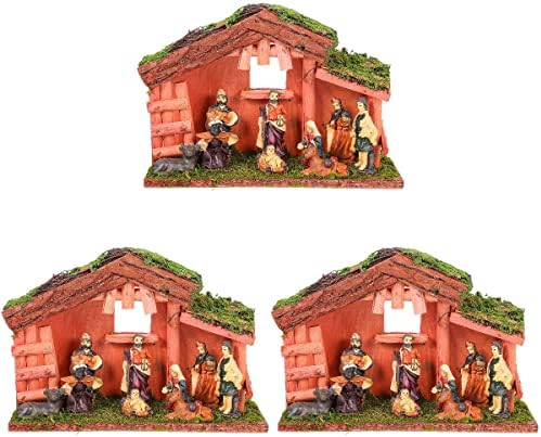 3 PCs cenas de natividade estátua de partida decoração de festa de páscoa estatueta de desktop