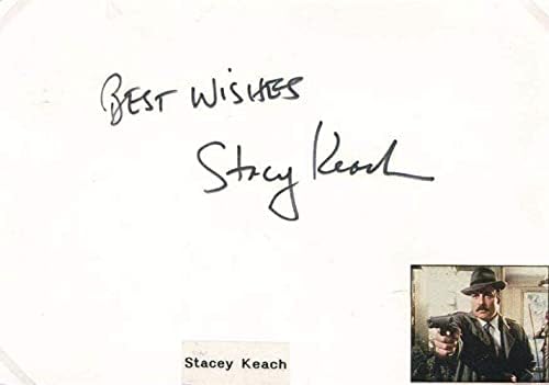 Autógrafo autêntico Stacey Keach, cartão assinado montado