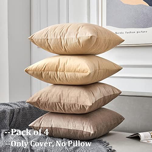 Junfawn Decorative Pillow Capas 16x16 Conjunto de 4 para sofá e sofá, cobertura macia de veludo macia Capas