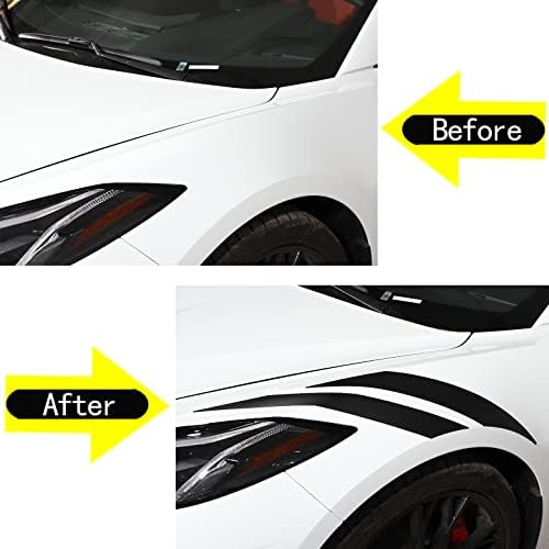 Decalques de farol frontal compatíveis com Chevrolet Corvette C8 2020-2023, adesivo de listras de pára-choques do farol, adesivos