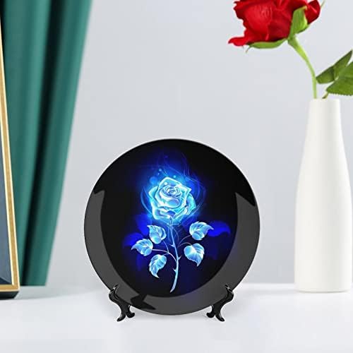 Placas decorativas de cerâmica personalizadas de rosa azul queimando rosa