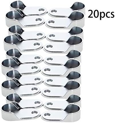 Bettomshin 20pcs suporte de tubo oval haste de armário suporta soquete de flanges para 53x25.5mm hastes armário de guarda -roupa 00185 Tom de prata