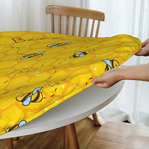 Famame fofo de desenho animado fo mel de favo de mel de mesa redonda toalha de mesa à prova d'água com aresta elástica Limpe