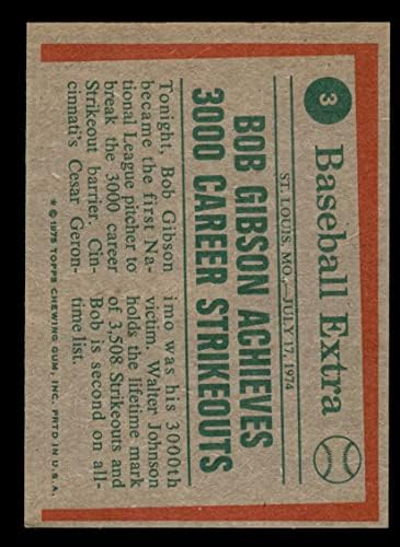1975 Topps Baseball 3 Bob Gibson HL Destaque Excelente por Mickeys Cards