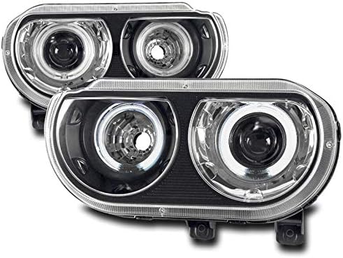 ZMAUTOPARTS 2008-2014 Dodge Challenger CCFL Halo Black Projector Headlamps
