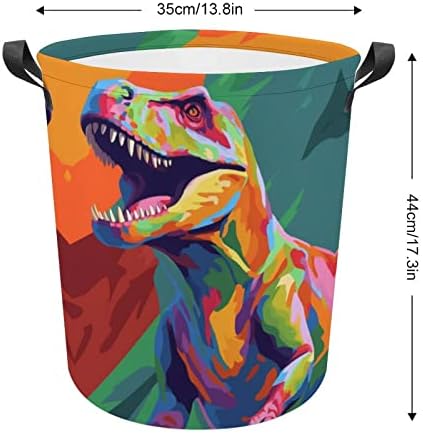 Dinosaurs coloridos Roupa de cesta de cesta de roupas sujas de roupas de armazenamento de roupas de armazenamento organizador