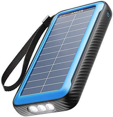 Anker Powercore Solar 20000, 18W Banco de potência USB-C 20.000 mAh com portas duplas, lanterna, prova de respingos IP65