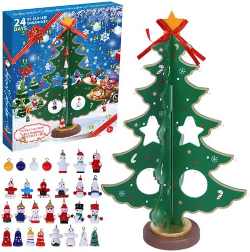 Calendário do Advento da contagem regressiva de 24 dias de Natal com 28 ornamentos decoração, brinquedos de Natal, calendário de