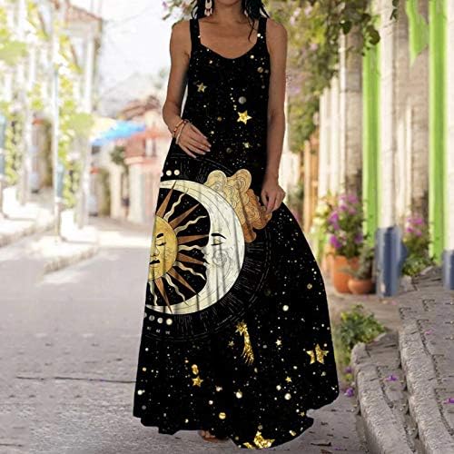 Maxi Vestidos para mulheres de verão Casual Flame Floral Print V Long Spaghetti Strap Magic Plus Size Vestres para mulheres