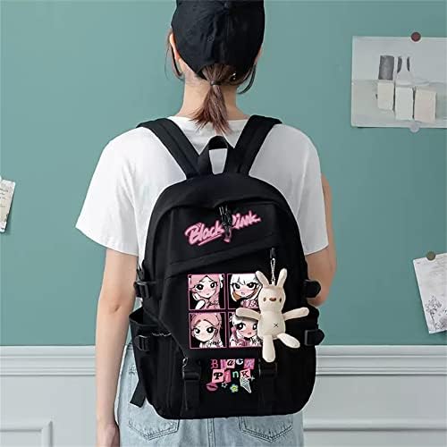 Tiderbe KPOP Blackpink Backpack Jisoo Jennie Bookbag Sagão da faculdade Backpack de laptop Causal Daypack para fãs de Girs