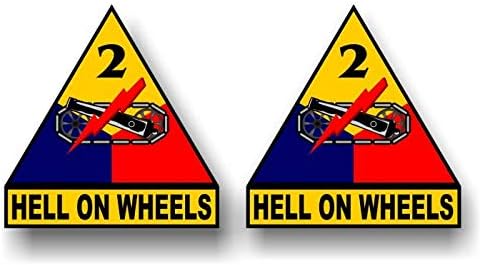 2 Hell On Wheels 2ª Divisão Blindada Divisão 4 Decalques de Gráficos de Vinil nos EUA Exército Armadura Militar Tanque Decalques Decalques 3,75 x 4 Decalques)