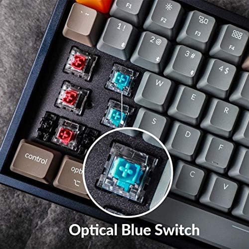 Teclado Keychron K4 Bluetooth Wireless Mechanical Keyboard, teclado de jogos de comutação azul óptica com LED branco LED LIDA DE