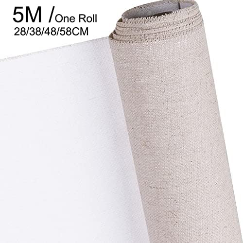 Canvas Qulaco Roll Roll grão em branco Canvas para pintar Blend Linen Blend Princiado de pintura a óleo de acrílico Suprimentos de arte para artista para artista 5m One Roll Natural Cotton Cotton Fabric