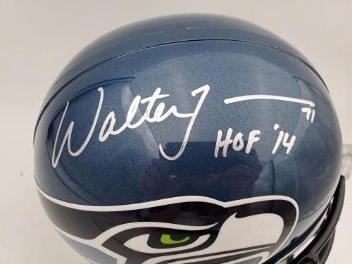 Walter Jones autografou Seattle Seahawks Retorno Capacete em Tamanho Completo HOF '14 MCS Holo Stock 157897 - Capacetes NFL autografados