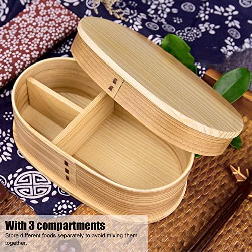 Lancheira de madeira portátil 3 compartimento japonês de estilo japonês alimentos de madeira sushi recipiente de mesa