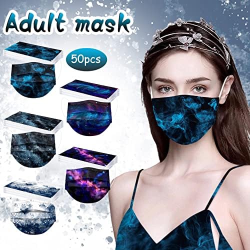 Shenqi 50 pacotes mola descartável face_masks adultos com designs estampados para máscaras de papel de face de face com corda de tie de céu estrelado para o céu