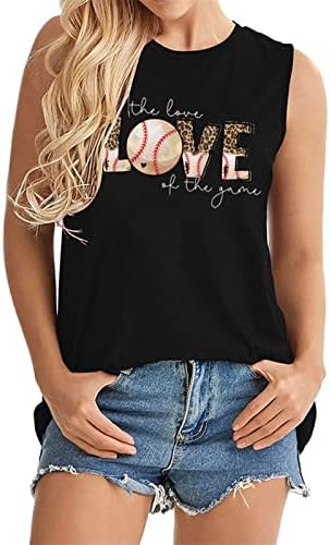 Amor feminino Baseball mamãe tampo tampo de verão camisa básica de tanque casual coletes gráficos fofos camisetas sem mangas